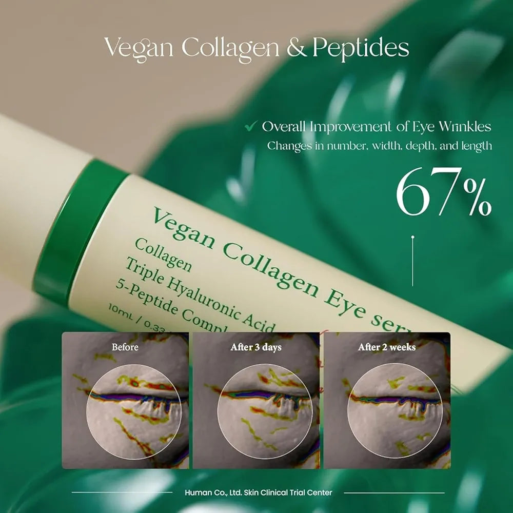 AXIS-Y Vegan Collagen Eye Serum - K Beauty Triple Hyaluronic Acid & Peptide Collagen Serum Improve Skin Elasticity, Reduce Fine Lines & Dark Circles - Vegan Korean Skin Care Eye Cream - 0.33 fl. oz.