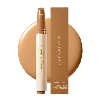 Nature Republic HONEY MELTING LIP SOFT LIP STICK, Hydrating Gloss, Moisturizing balms, Sheer tint, Shine & Nude, Glowy Finish, korean make up
