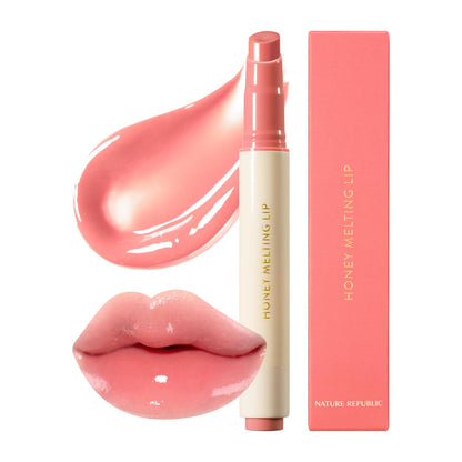 Nature Republic HONEY MELTING LIP SOFT LIP STICK, Hydrating Gloss, Moisturizing balms, Sheer tint, Shine & Nude, Glowy Finish, korean make up