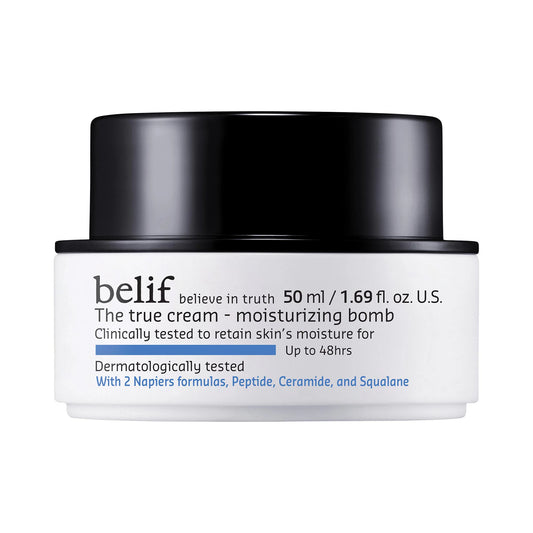belif Moisturizing Bomb – Daily Ceramide Moisturizer with Peptide & Squalane, 48hr Hydration & Anti-Aging Cream, Milky & Lightweight, Restores Skin Barrier, Korean Skincare, 1.68 fl oz (50ml)